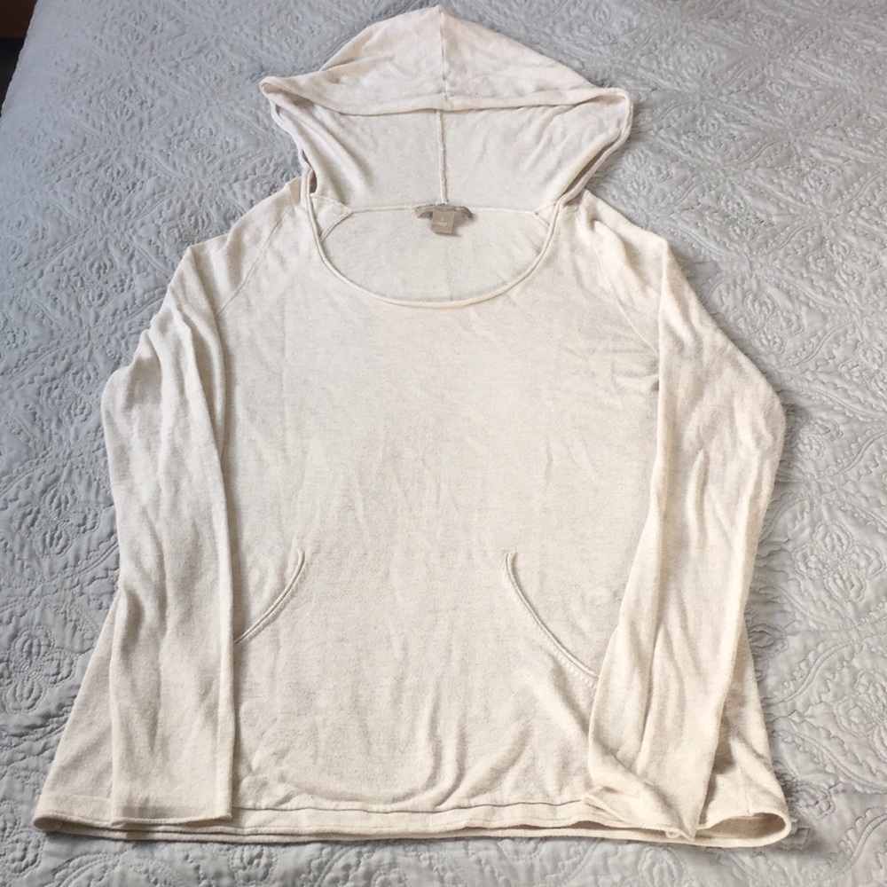 Lightweight, hooded, cream sweater